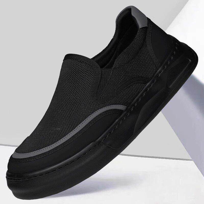 男鞋2025秋季网面透气防臭休闲运动板鞋男士薄款软底一脚蹬布鞋