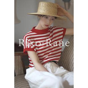红白条纹针织短袖 海魂衫 T恤女别致撞色上衣潮 Rane⭐法式 法国Rixo