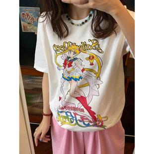 法国Rouje T恤 Dsyle刺绣印花美少女战士百搭宽松显瘦小众可爱短袖