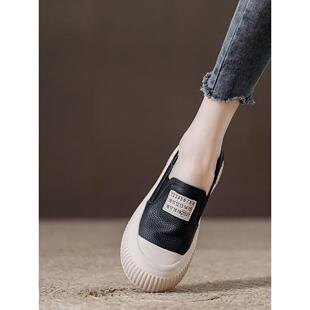 便鞋 英国 双穿真皮运动休闲透气浅口软底女式 新款 设计师