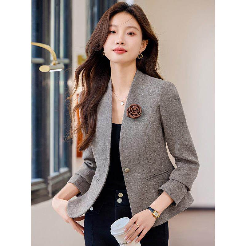 Capacity Kiss职业西装外套女春秋正装短款高级感收腰小西服上衣
