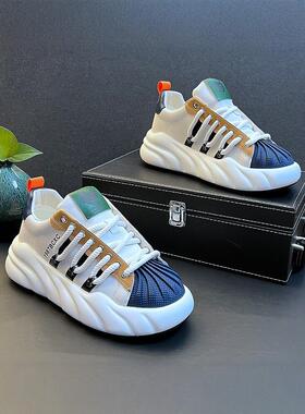 轻覆古~气质款~Minimalism Aquaman贝壳头板鞋男厚底休闲鞋内增高