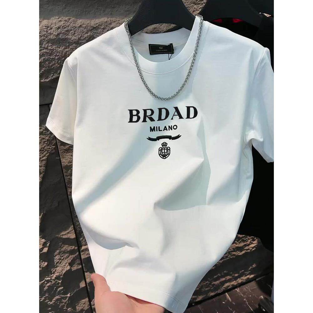 短袖T恤男2025新款丝光棉凉感上衣休闲百搭纯色半袖潮牌圆领体恤