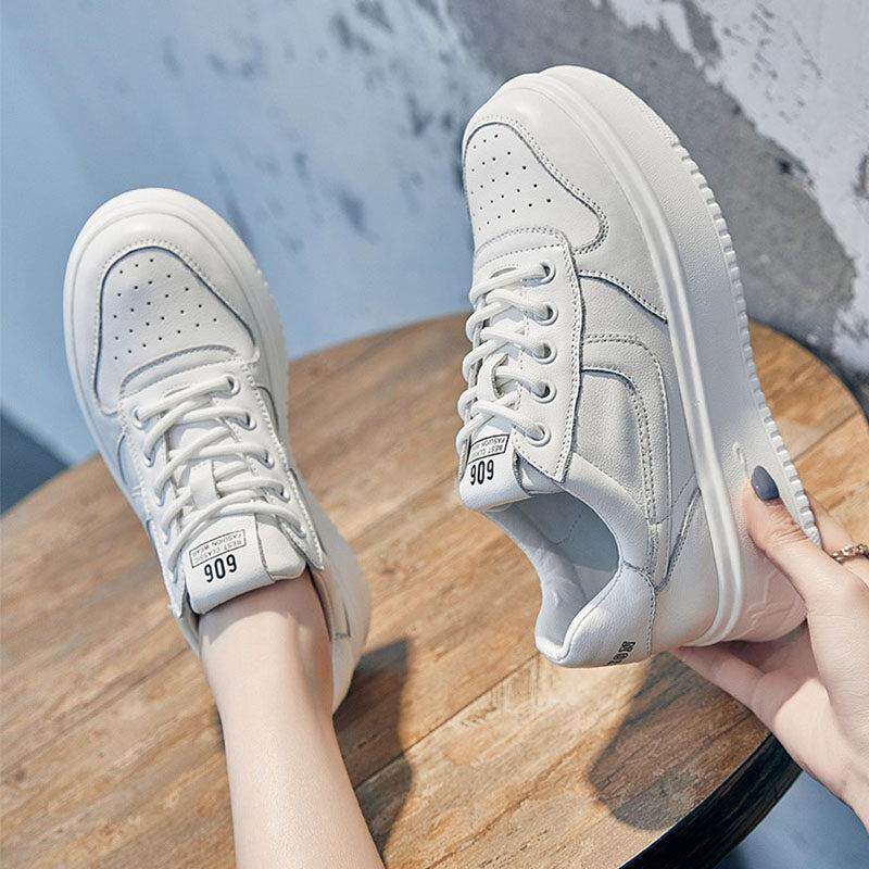 欧洲站运动女鞋增高小白鞋2025新款真皮鞋子春款厚底松糕休闲 板