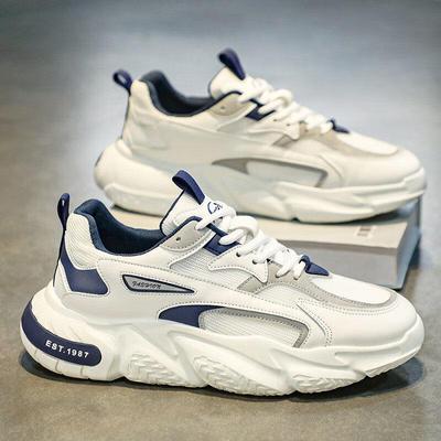 AJCV品牌轻奢潮牌男鞋夏季新款透气网面休闲 运动鞋厚底增高老爹