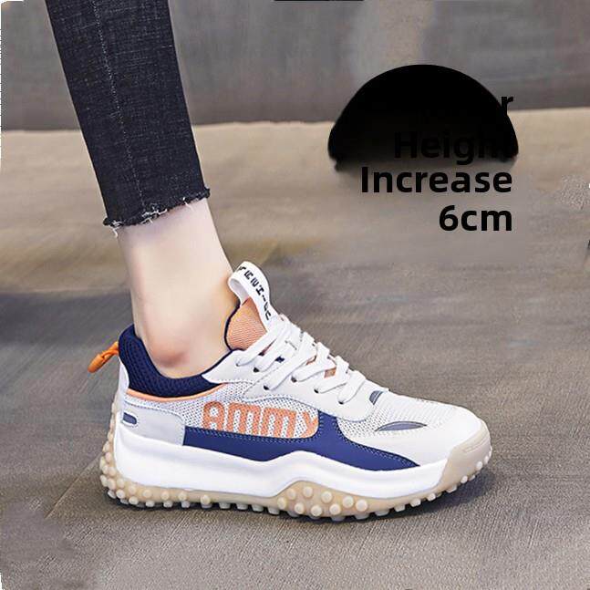 香港正品阿甘鞋内增高6CM橡胶软底老爹鞋防滑爬山鞋轻便跑步鞋女