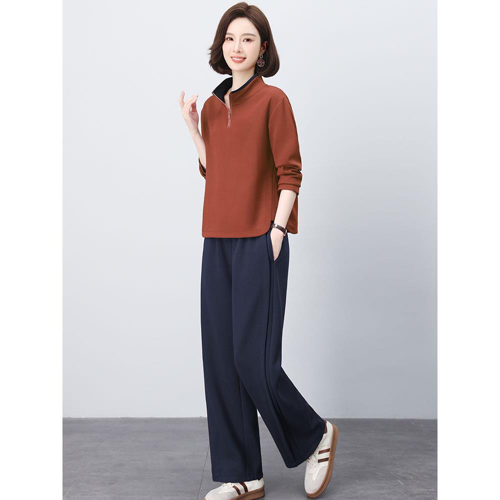 休闲套装女2026春秋新款时尚韩版宽松高端减龄立领运动服两件套潮