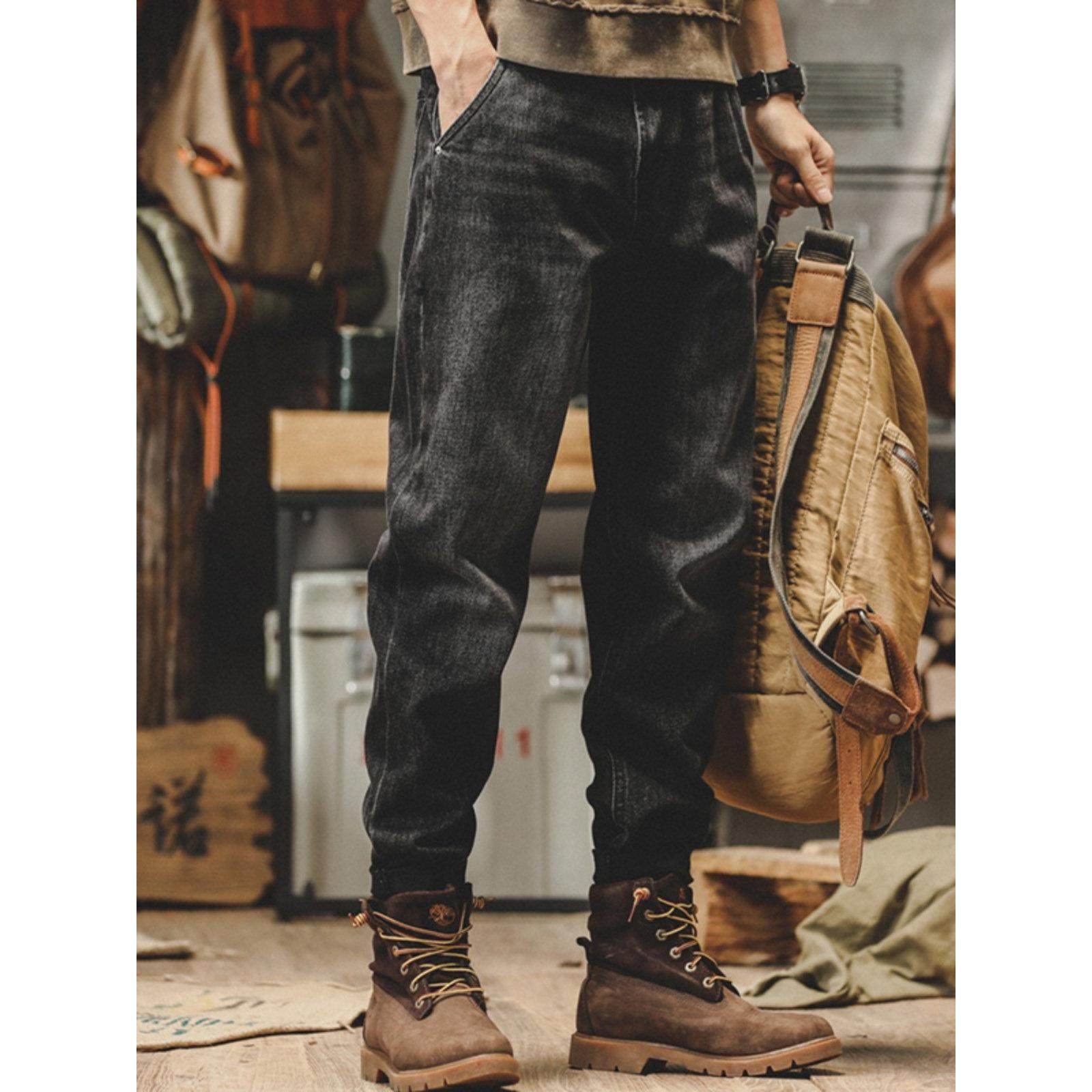 时尚品牌它没有偏见美国覆古黑色天鹅绒牛仔裤男士秋冬宽松直筒休,男装,秀禾服,淘宝优惠券,粉丝福利购,淘宝优惠卷