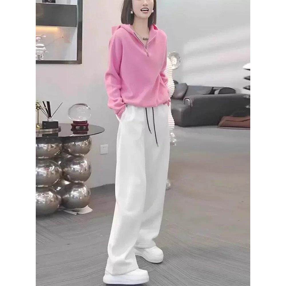 时尚休闲运动套装女2026春季穿搭慵懒风显瘦连帽卫衣阔腿裤两件套