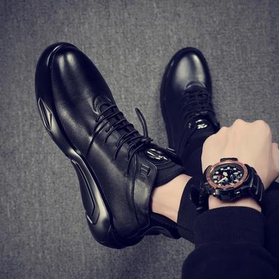 老爹鞋男士休闲皮鞋男秋冬季真皮马丁靴男鞋潮流运动中帮厚底皮靴