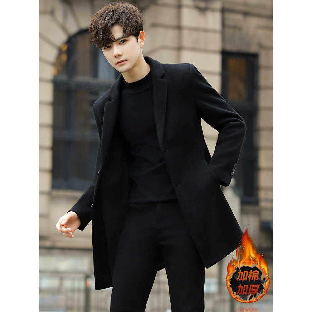 潮牌男士毛呢大衣秋冬季加厚羊毛呢子风衣韩版休闲中长款羊绒外套,男装,毛呢大衣,淘宝优惠券,粉丝福利购,淘宝优惠卷