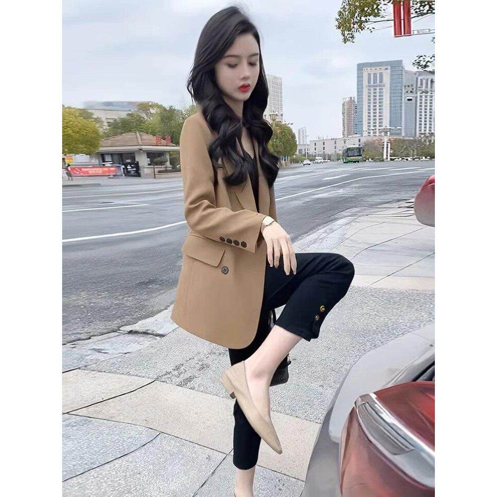 咖色西装外套女小个子2025年秋季新款韩版休闲气质短款小西服上衣