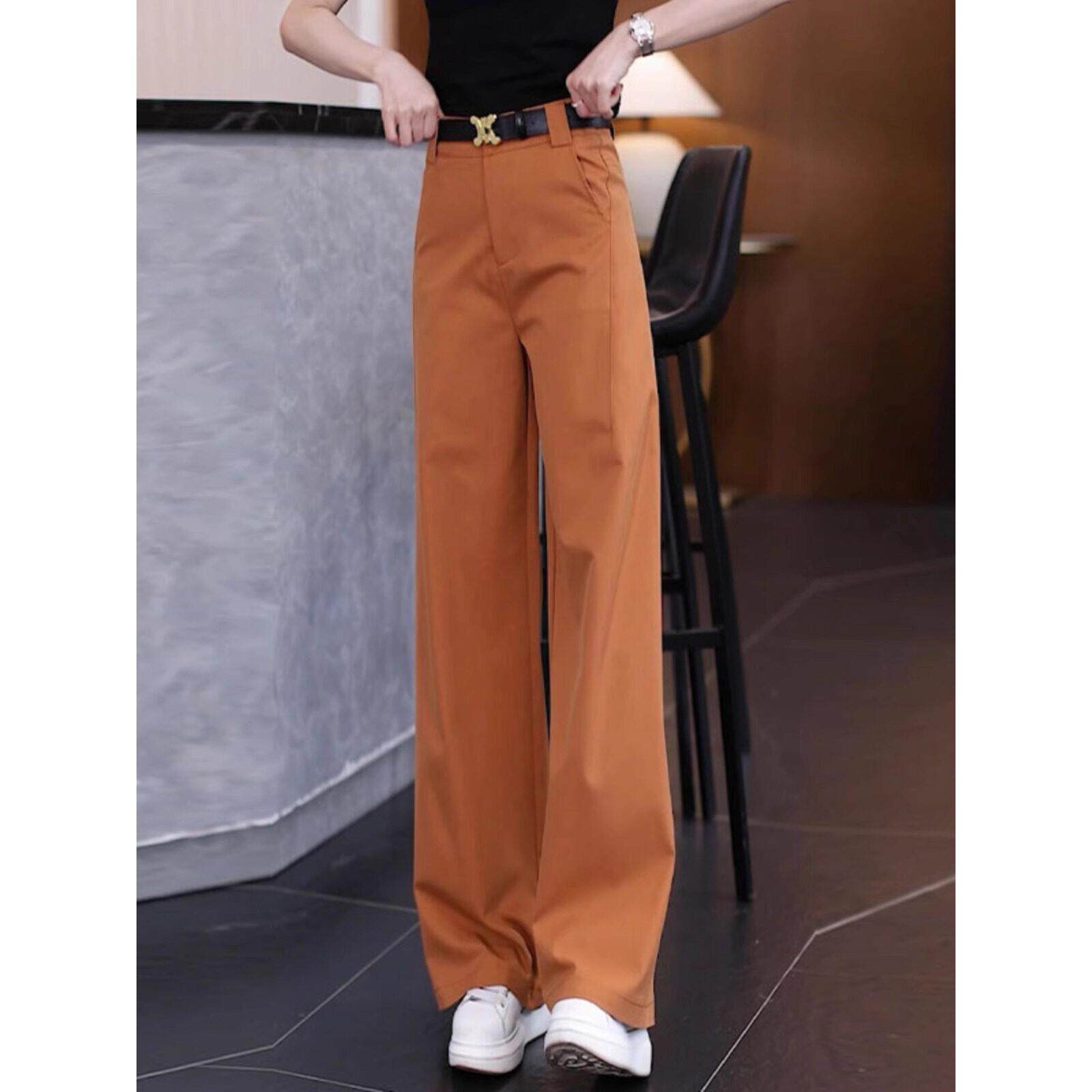 高档垂顺柔软不皱直筒西装裤女春秋新款长裤新款高腰西裤阔腿裤子