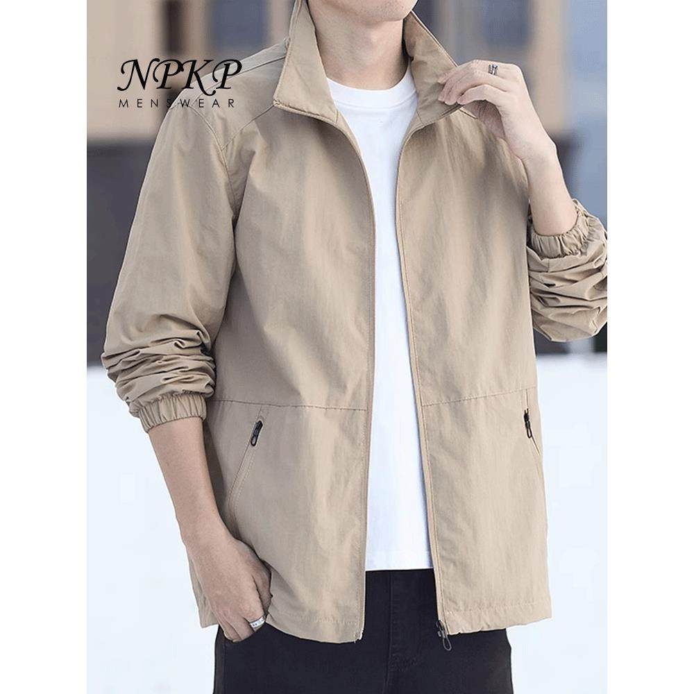 薄外套男春秋季2025新款无帽立领休闲运动冲锋衣户外短款风衣夹克