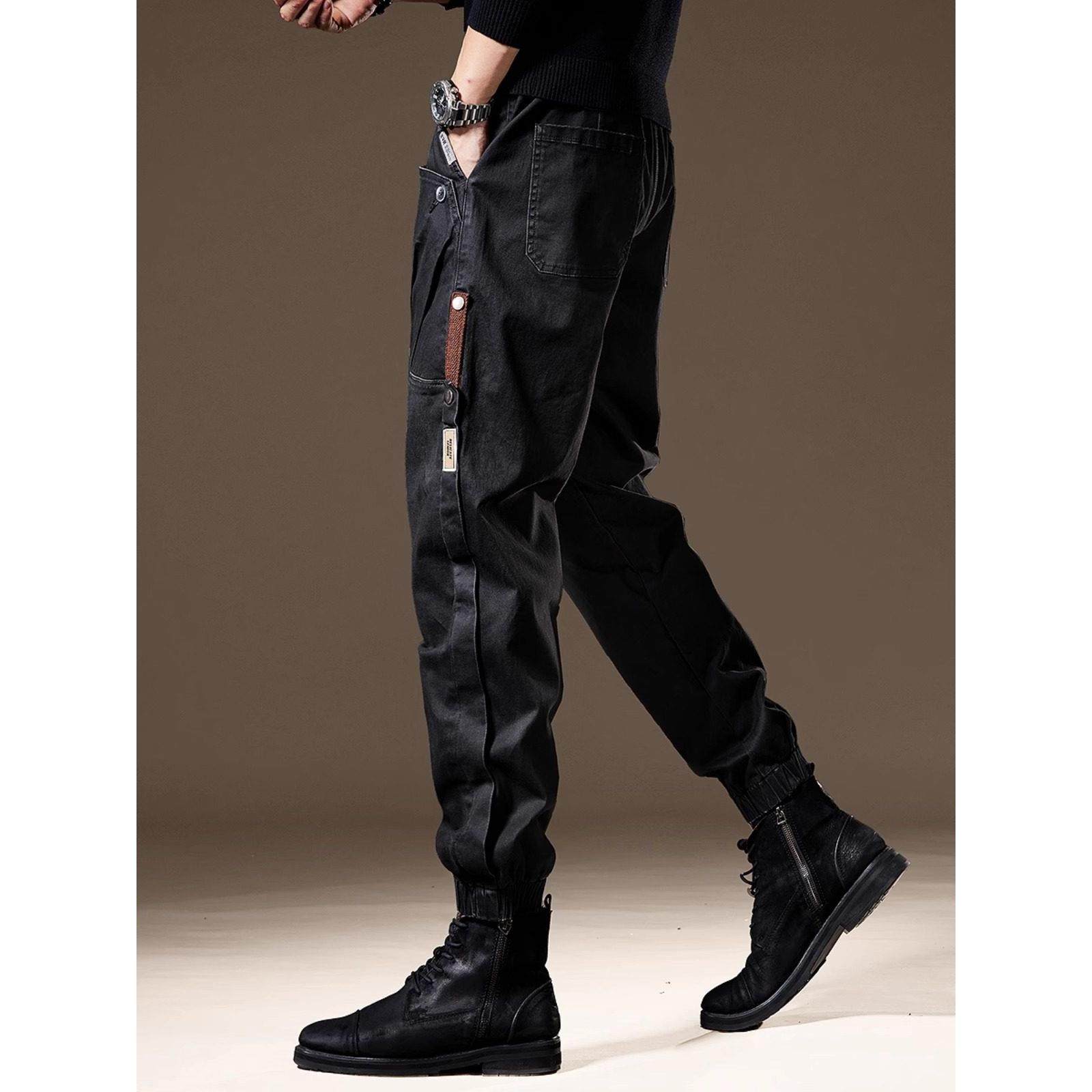 it neith BIAS潮牌美式覆古拼接休闲工装裤男加绒大码哈伦束脚裤,男装,大码下装,淘宝优惠券,粉丝福利购,淘宝优惠卷