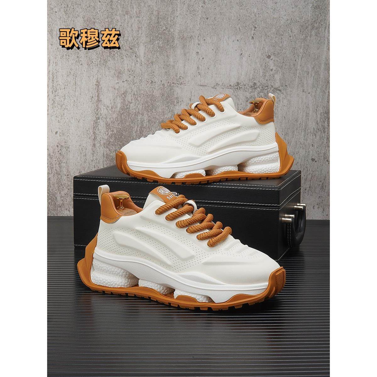 欧洲站2025夏季新款男鞋高级感潮流运动休闲鞋厚底内增高老爹鞋潮
