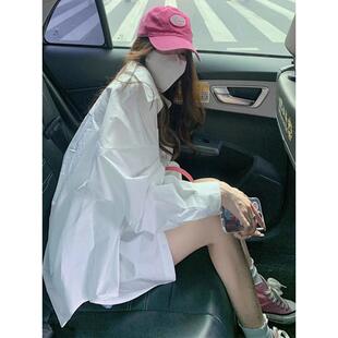 薄白色防晒服装妇女夏季宽松衬衫设计利基防晒开衫夹克上衣