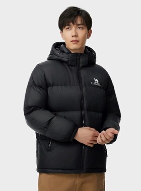 Camel暖绒系列轻户外自发热高小太阳防泼水短款可拆卸连帽zxt