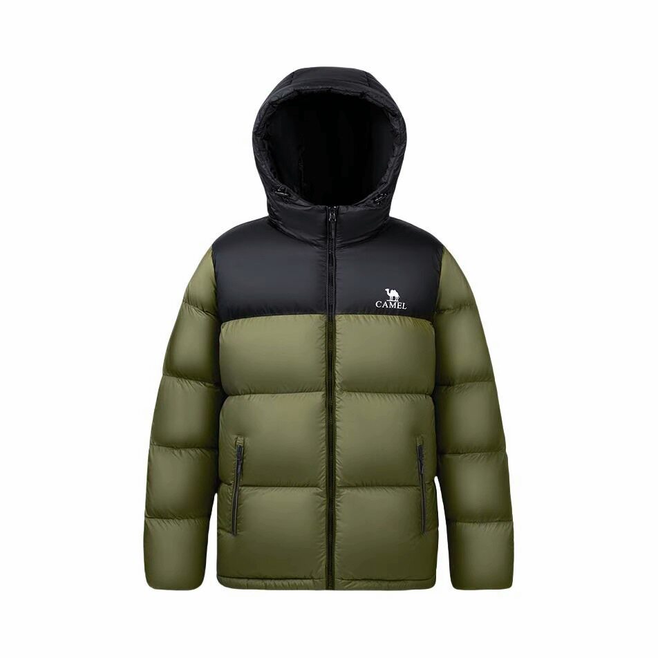 Camel/骆驼 2025AW 暖绒系列 火山拼色外穿烫印连帽羽绒服zxt7089