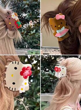 哈喽kitty猫抓夹可爱发夹醋酸发卡夏威夷黑皮发财宅女同款鲨鱼夹