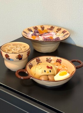 hellokitty景德镇陶瓷餐具套装葫芦杯双耳草帽碗家用2026新款儿童
