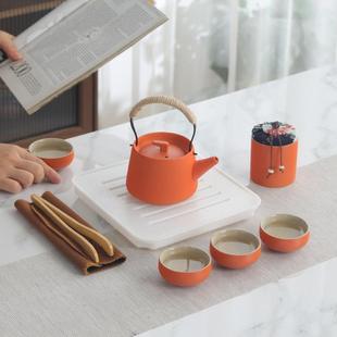 家用小套便携茶壶茶杯整套干泡盘台 轻奢定制logo粗陶功夫茶具套装