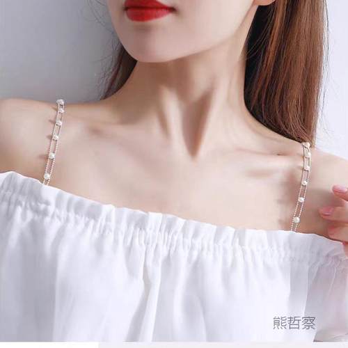 通用型QIT带高颜值露可调超仙水钻珍节珠文外胸时肩尚气质可拆卸