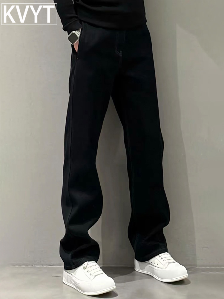 高端欧货男士黑色牛仔裤2025年秋冬季新款轻奢高级感直筒休闲男裤