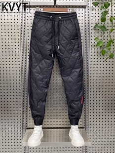 高端男士羽绒棉裤2025冬季新款潮牌痞帅束脚休闲裤男款加厚保暖裤