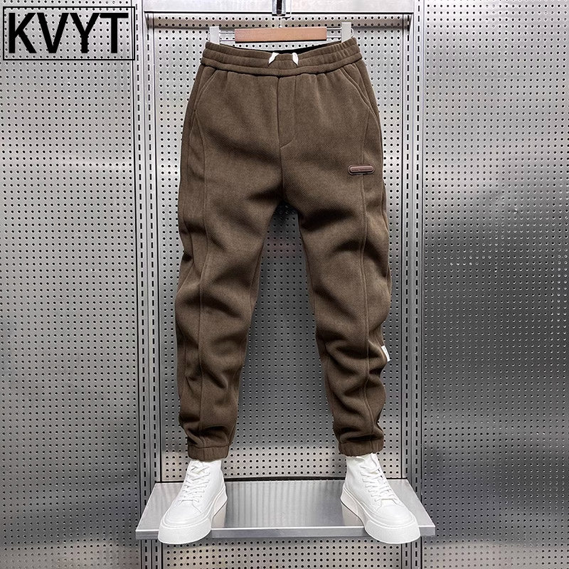 高端运动卫裤男款加绒加厚冬季2025年新款潮牌痞帅哈伦休闲裤子男