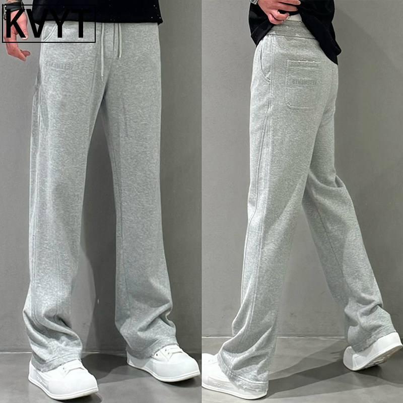 高端男士休闲裤2025新款春秋潮牌宽松直筒运动卫裤男款时尚阔腿裤