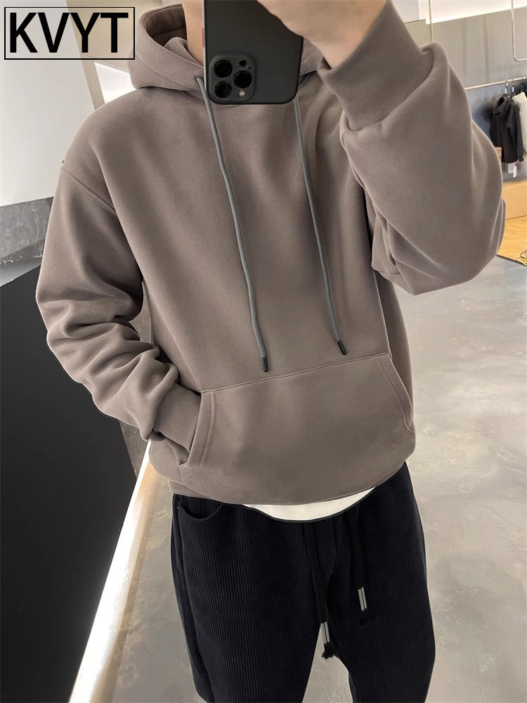 潮牌男士连帽卫衣新款2025爆款痞帅男装上衣秋冬加绒加厚外套ins