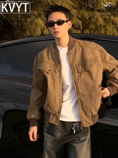 高端美拉德工装夹克外套男士2025新款秋季流行穿搭男款美式棒球服