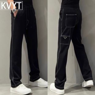 欧洲站欧货潮裤子男款2024春秋季新款直筒阔腿休闲裤痞帅男士卫裤