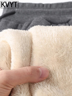 男士羊羔绒裤子加绒加厚冬季新款深灰色保暖束脚卫裤运动休闲长裤