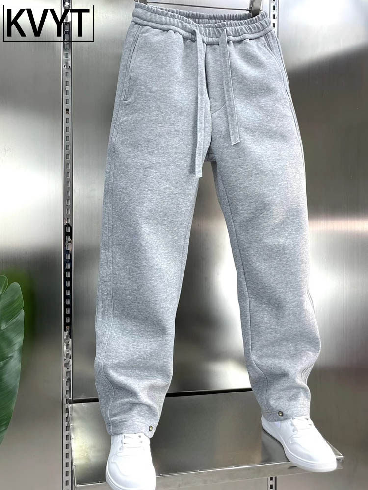 潮牌男士纯色卫裤宽松直筒春季2025新款休闲裤子男款潮流百搭男裤