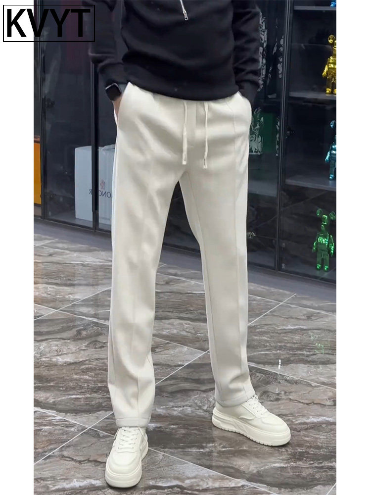 高端欧货男士直筒垂感卫裤2025年秋季新款休闲裤男宽松阔腿运动裤