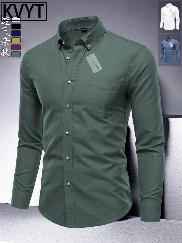 高端纯棉男士长袖衬衫2025年秋冬季新款男装穿搭美式休闲上衣外套