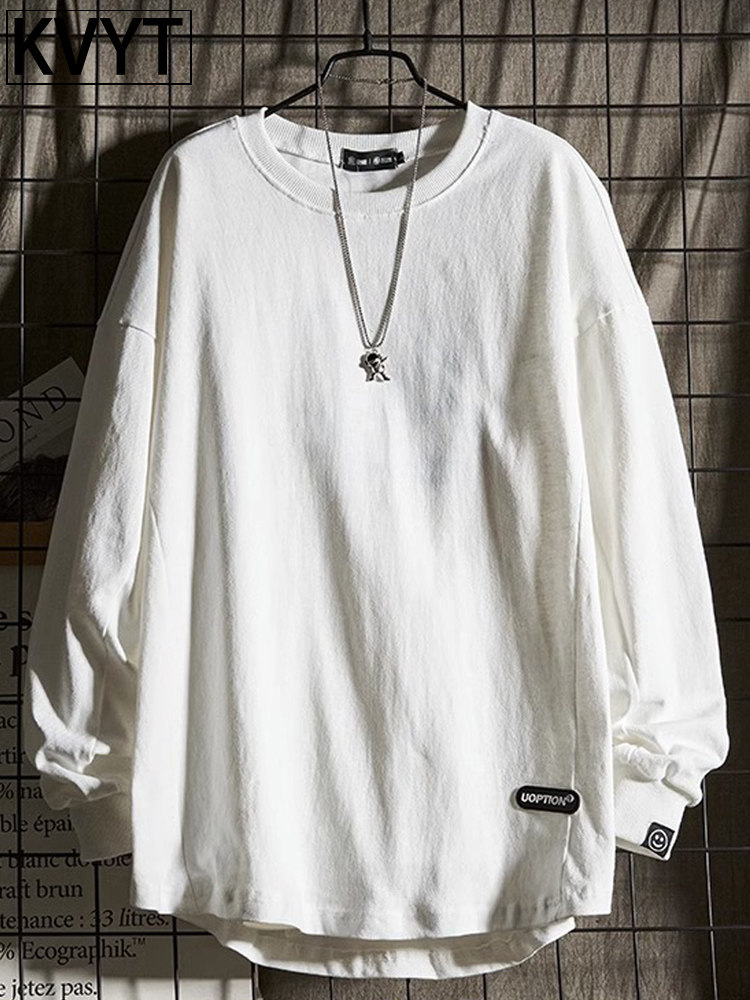 男士纯棉卫衣2025春季新款潮牌重磅全棉圆领上衣男款内搭打底衫潮