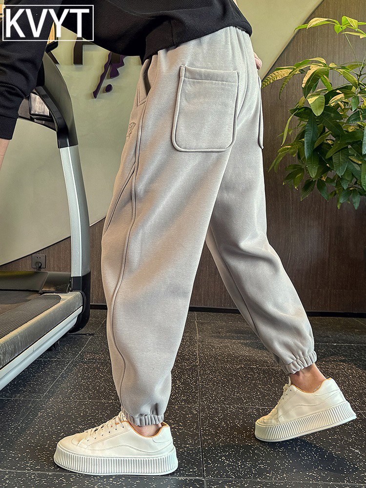 潮牌男士束脚卫裤2025年秋冬季新款加绒裤子男款高级感加厚运动裤