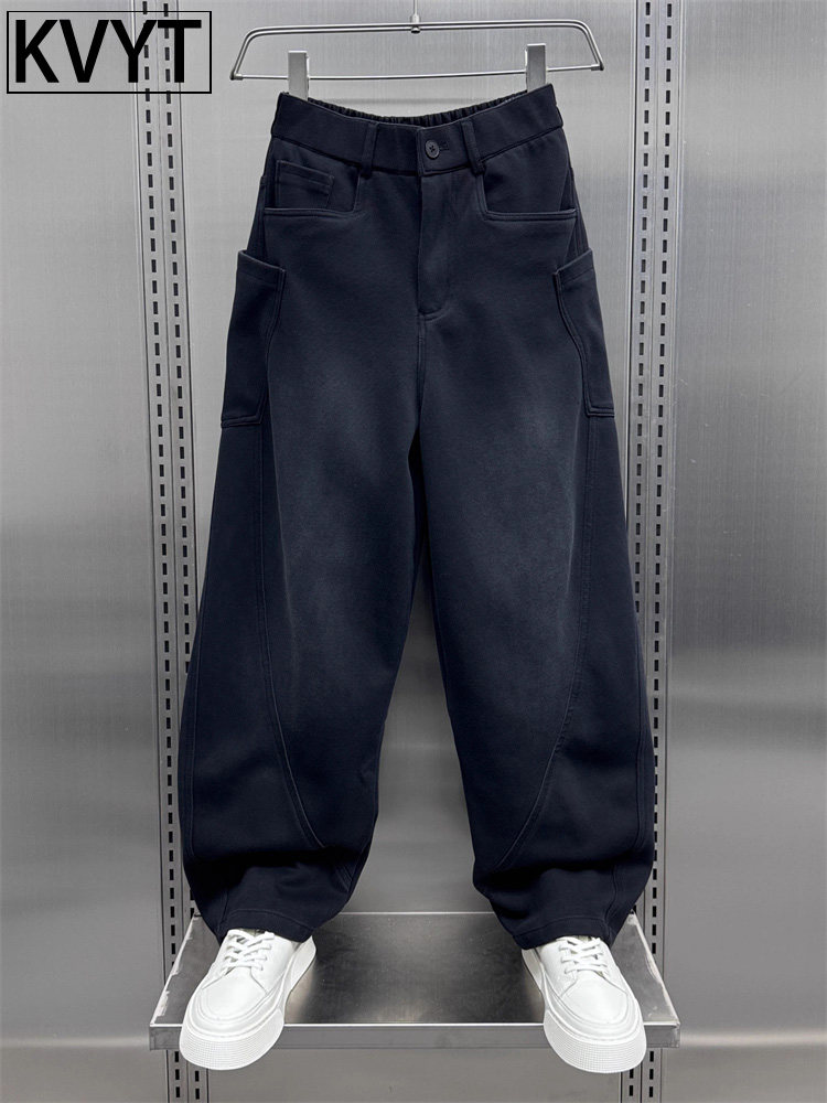 高端男士弯刀卫裤2025年冬季新款潮牌宽松直筒裤男款百搭休闲长裤