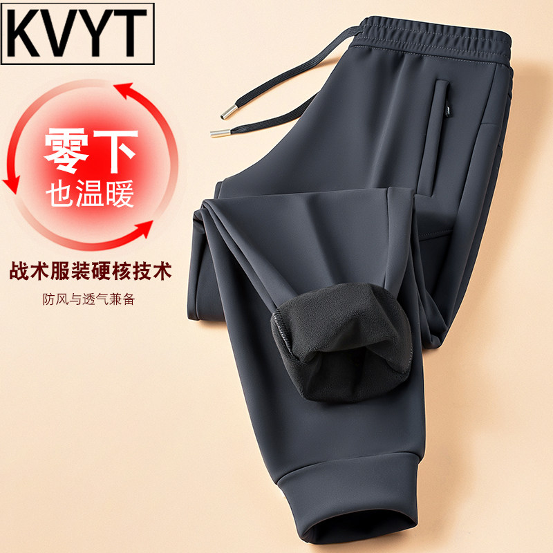 高级感加绒冲锋裤男款2025年冬季新款户外软壳防寒保暖一体绒男裤