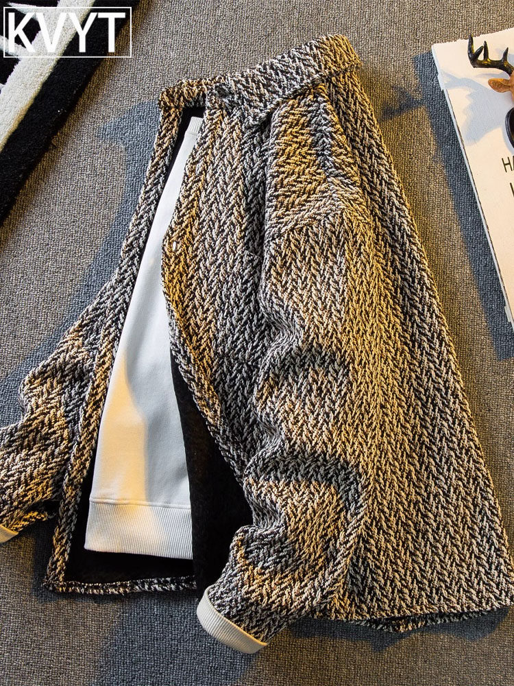 高级感小香风男士长袖衬衫春秋新款潮牌翻领夹克上衣男款休闲外套