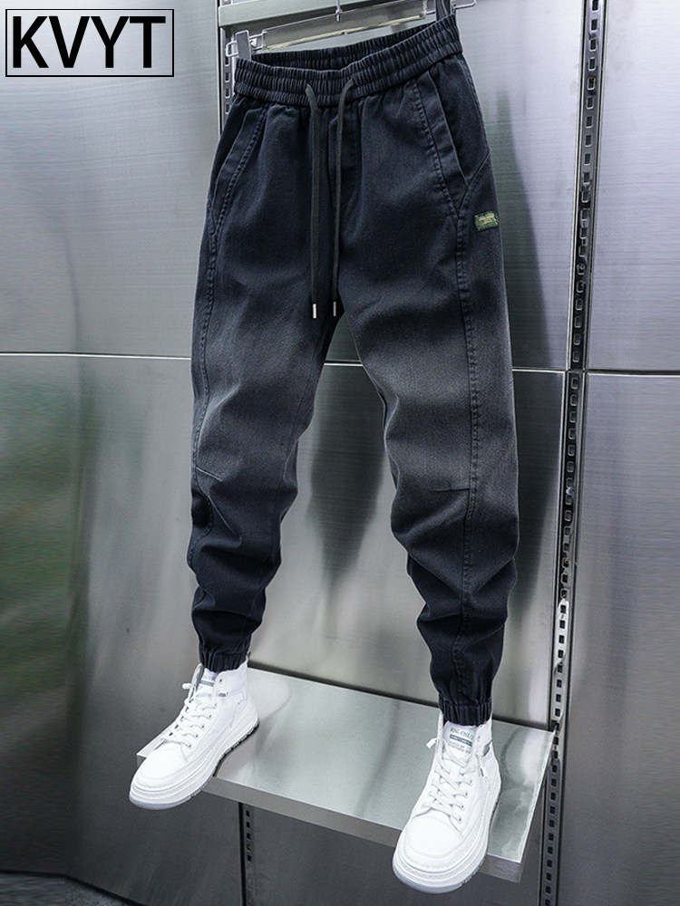 高端弹力束脚牛仔裤男士2025新款秋冬季加绒裤子男款休闲加厚长裤