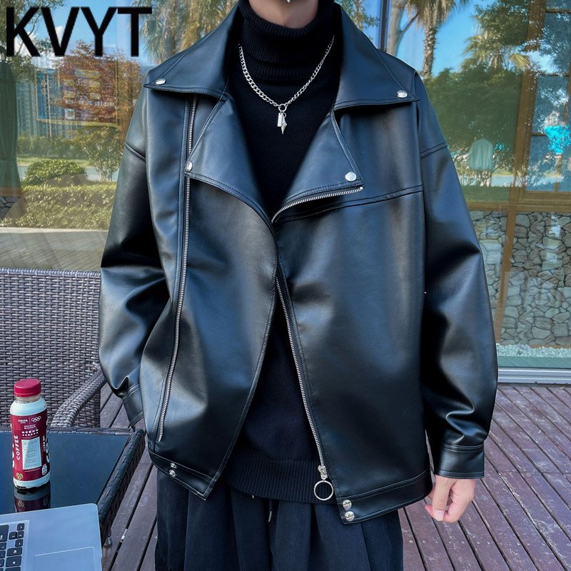 潮牌男士休闲皮夹克外套2026新款冬季美式痞帅机车服加绒皮衣男款