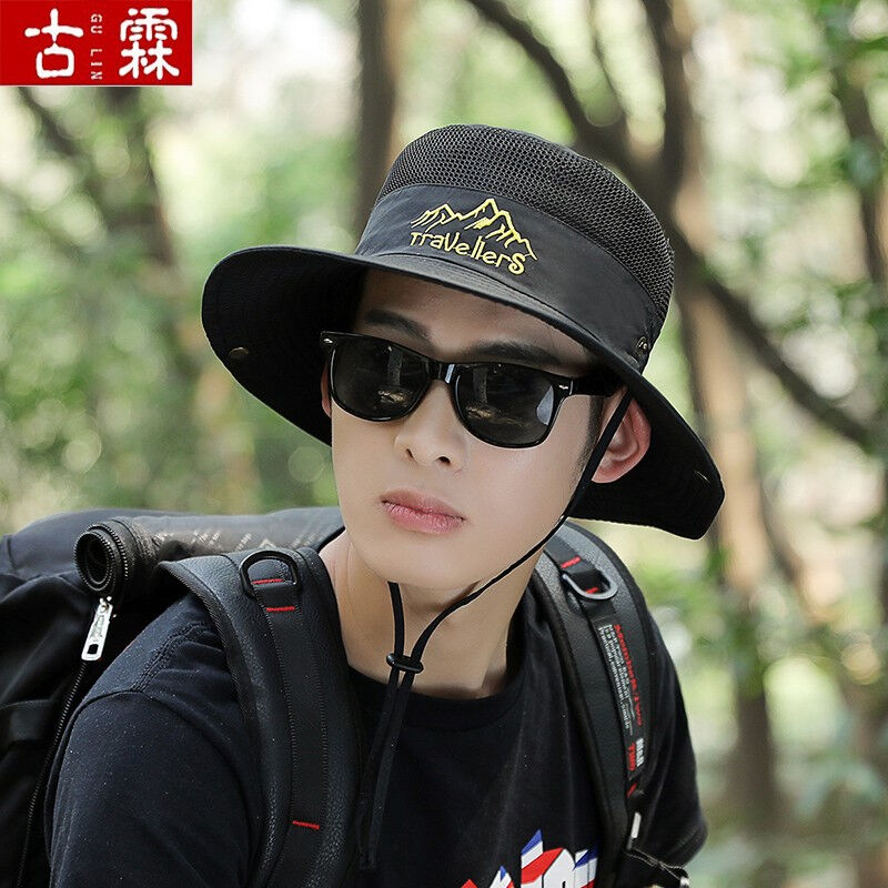 古霖防晒帽子男士夏季户外帽大沿遮阳帽防紫外线钓鱼帽渔夫帽男太