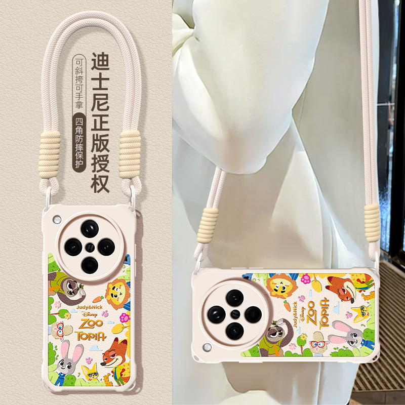 迪士尼适用oppoFindx8s手机壳K12pro斜挎挂绳a93女款a55疯狂动物城a58全包手绳a92s个性保护套硅胶四角防摔软