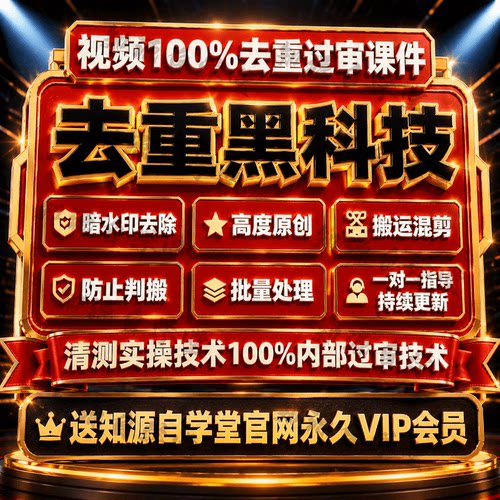 视频去重/二创去暗水印/去重软件/抖音千川100%过审技术课件+工具