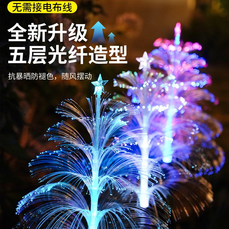 太阳能氛围装饰灯LED光纤水母户外防水庭院花园别墅区插地草坪灯