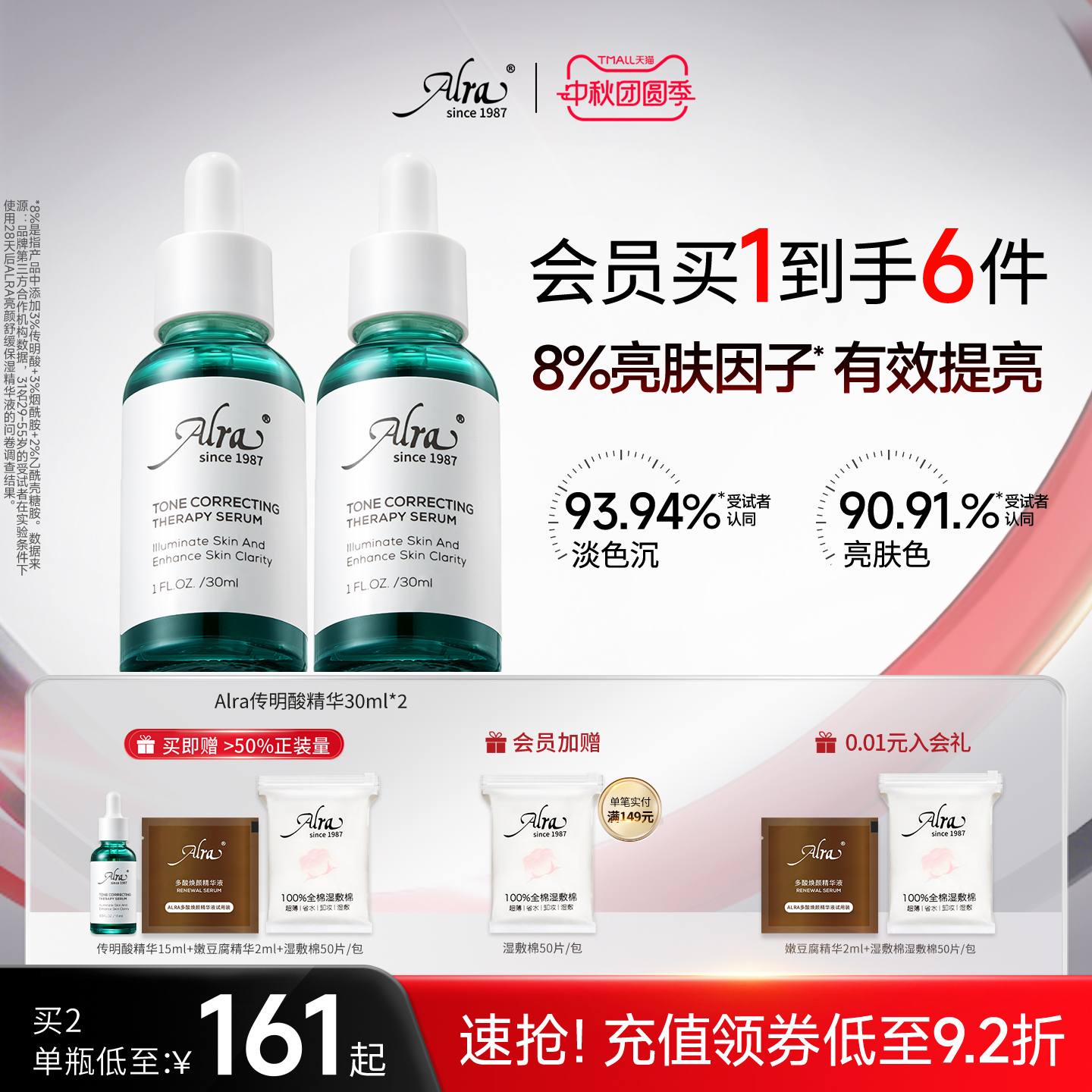 【中秋立抢】美国Alra氨甲环酸传明酸色修精华改善暗沉提亮肤色